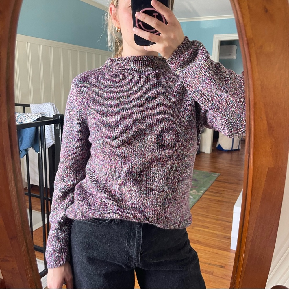 Liz Claiborne Purple Multicolor Crewneck Sweater